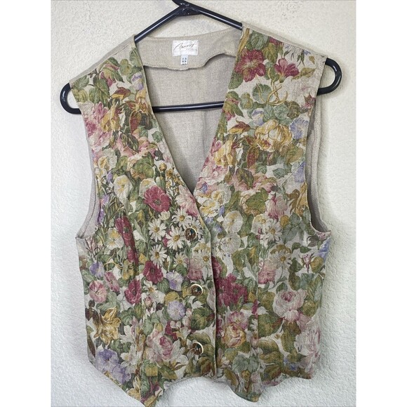 German Linen Women Vest Vintage Floral Cottagecore Lagen D 36 Oktoberfest Heart - Picture 1 of 9